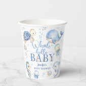 Whale Hello Baby Shower Boy Blue Ocean Pappbecher (Vorderseite)