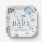 Whale Hello Baby Shower Boy Blue Ocean Pappteller (Vorderseite)