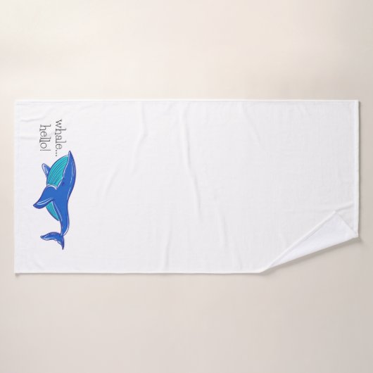 "Whale Hello" Blue Whale White Badehandtuch (Badehandtuch)