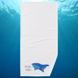 "Whale Hello" Blue Whale White Badehandtuch