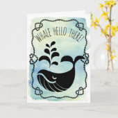 Whale Hello There | Funny Watercolor Wasserfarbene Karte (Gelbe Blume)
