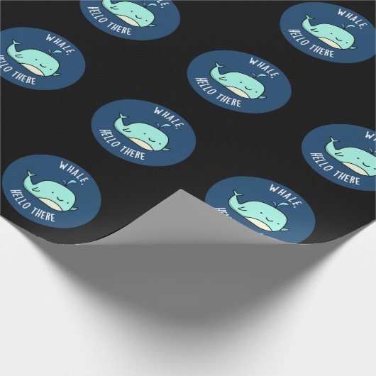 Whale Hello There Funny Whale Pun Dark BG Geschenkpapier (Ecke)