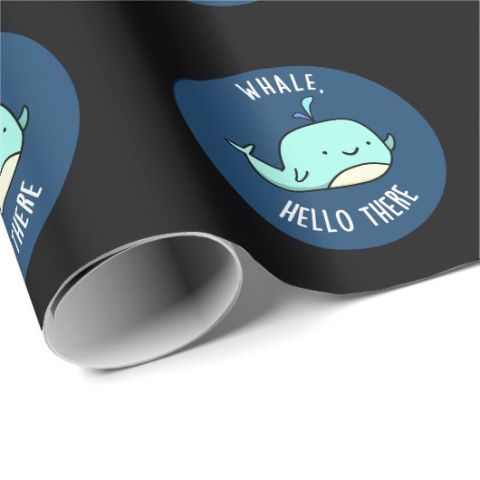 Whale Hello There Funny Whale Pun Dark BG Geschenkpapier (Rolleneckpunkt)