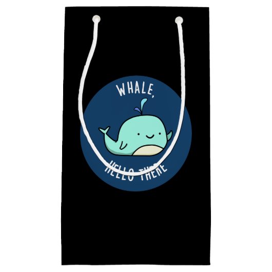 Whale Hello There Funny Whale Pun Dark BG Kleine Geschenktüte (Vorderseite)