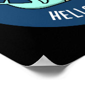 Whale Hello There Funny Whale Pun Dark BG Poster (Ecke)