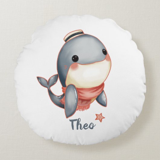 Whale Hello There! Rundes Kissen (Vorderseite)