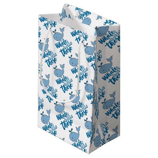 Whale Hello There Whale Cartoon Niedlich Baby Whal Kleine Geschenktüte (Vorderseite Schrägansicht)