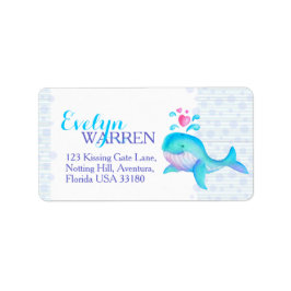 Whale Herz-Labels, die Wasserfarben-Adressetikette Adressaufkleber