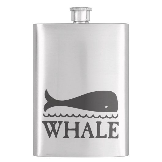 Whale-Illustration mit Text Flachmann (Vorderseite)