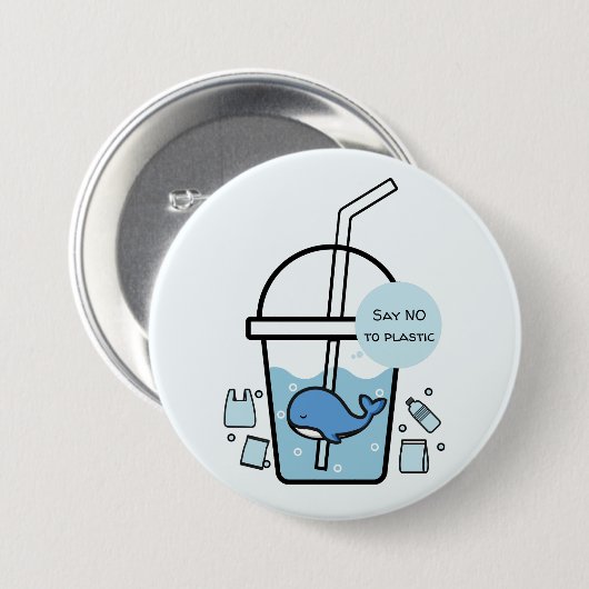 Whale im Cup, Nr. zum Plastic Earth Day Button (Vorne & Hinten)