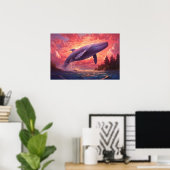 Whale im Pastellhimmel Klein Poster (Heimbüro)