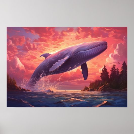 Whale im Pastellhimmel Klein Poster (Vorne)