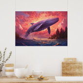 Whale im Pastellhimmel Klein Poster (Küche)