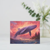 Whale im Pastellhimmel Klein Postkarte (Stehend Vorderseite)