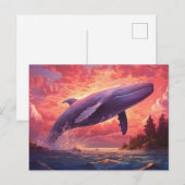 Whale im Pastellhimmel Klein Postkarte (Vorne/Hinten)