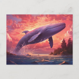 Whale im Pastellhimmel Klein Postkarte
