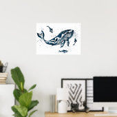 Whale in Blauem Poster (Heimbüro)
