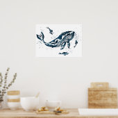 Whale in Blauem Poster (Küche)