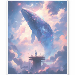 Whale in der Sky Fantasy Art Aufkleber