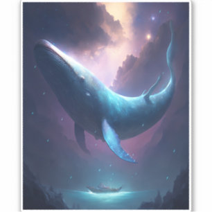 Whale in der Sky Fantasy Art Aufkleber