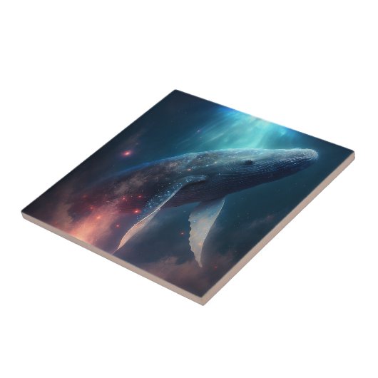 Whale in der Sky Fantasy Art Fliese (Seite)