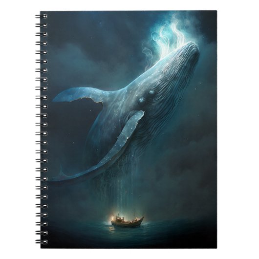 Whale in der Sky Fantasy Art Notizblock (Vorderseite)