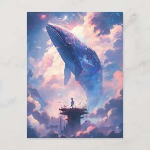 Whale in der Sky Fantasy Art Postkarte