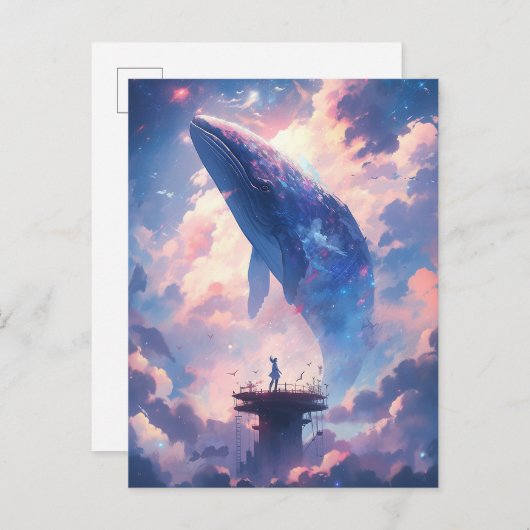 Whale in der Sky Fantasy Art Postkarte (Vorne/Hinten)
