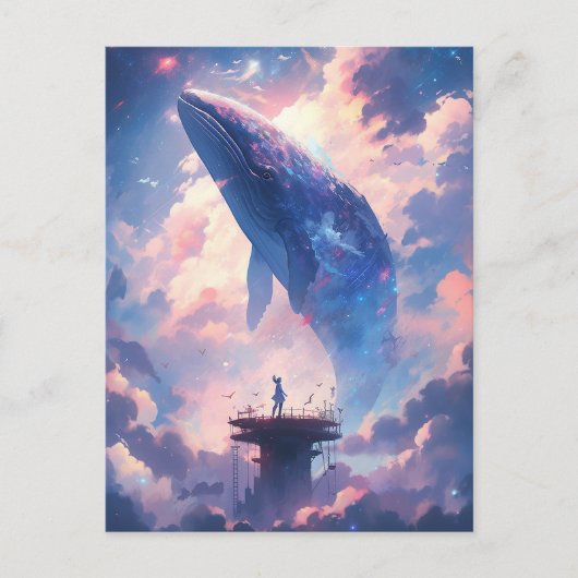 Whale in der Sky Fantasy Art Postkarte (Vorderseite)