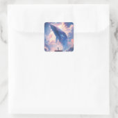Whale in der Sky Fantasy Art Quadratischer Aufkleber (Tasche)