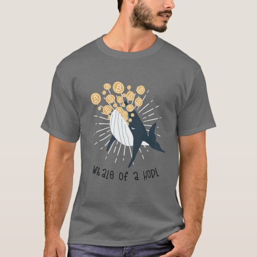 Whale isst Bitcoins HODL witzig T-Shirt (Vorderseite)