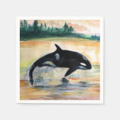 Whale Jumping Orca Standard Cocktail Papier Napkin Serviette (Vorderseite)