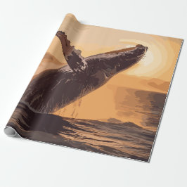 Whale Jumping Sunset Over Ocean Watercolor Art Geschenkpapier