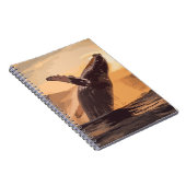Whale Jumping Sunset Over Ocean Watercolor Art Notizblock (Rechte Seite)