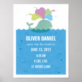 Whale Kinderzimmer Art Birth Statistics Poster (Vorne)