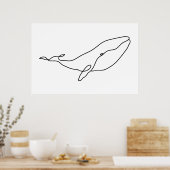 Whale , Linie Art Illustration Poster (Küche)