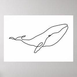 Whale , Linie Art Illustration Poster