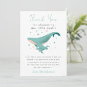 Whale Little Squirt Baby Shower Dankeskarte (Stehend Vorderseite)