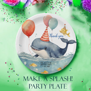 Whale macht einen Splash Boys Geburtstag Danke Pappteller