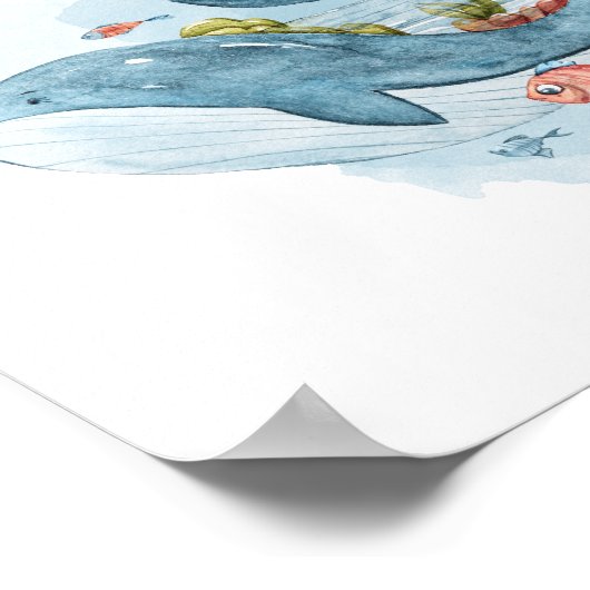 Whale Magical Fantasy Life Wasserfarbe Poster (Ecke)