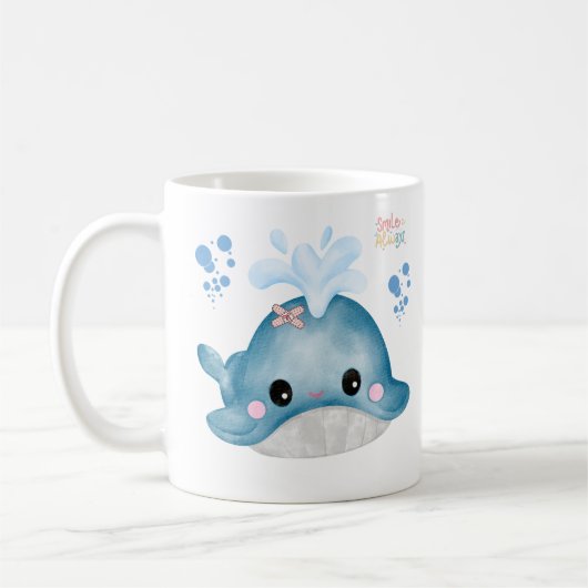 Whale mit Verband und Blase Kaffee Tasse (Links)