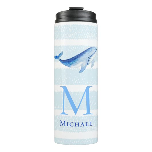 Whale Monogram Beach Wasserfarbe Thermosbecher (Vorderseite)