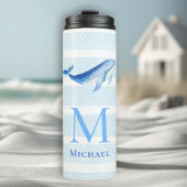 Whale Monogram Beach Wasserfarbe Thermosbecher