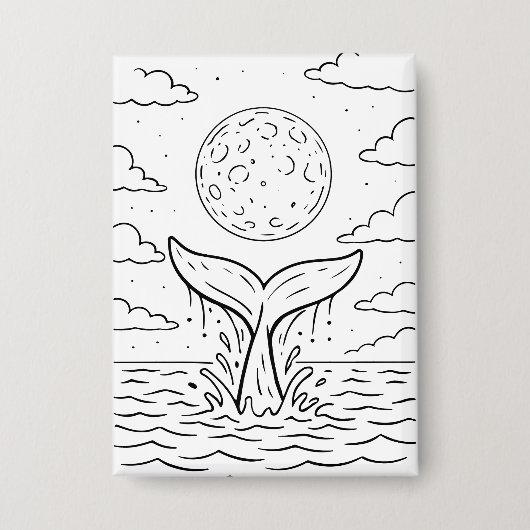 Whale Moon Dive | Ocean Night Sky T-Shirt | Kosmis Button (Vorderseite)