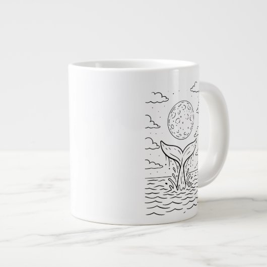 Whale Moon Dive | Ocean Night Sky T-Shirt | Kosmis Jumbo-Tasse (Vorderseite Rechts)