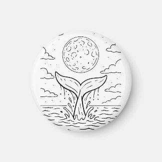 Whale Moon Dive | Ocean Night Sky T-Shirt | Kosmis Magnet