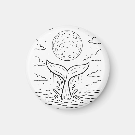 Whale Moon Dive | Ocean Night Sky T-Shirt | Kosmis Magnet (Vorne)