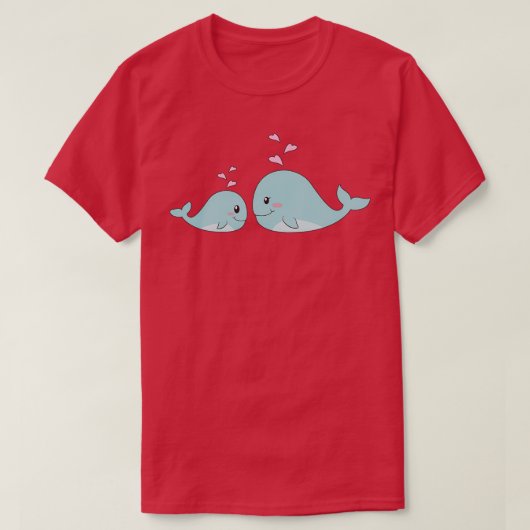 Whale Mutter Kind Fisch schwangere Babydusche Frau T-Shirt (Design vorne)