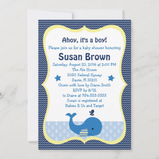 Whale Nautical Baby Shower Einladung