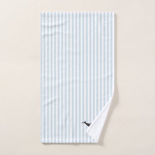 Whale Nautical Blue Stripe Malerei Badhandtuch Set (Handtuch)
